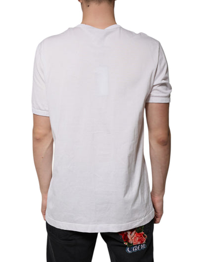 Dolce & Gabbana White Logo V-neck Short Sleeve T-shirt