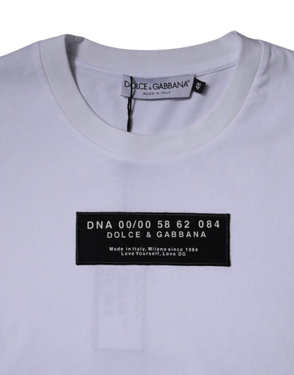 Dolce &amp; Gabbana – Weißes Baumwoll-T-Shirt mit Rundhalsausschnitt und Logo-Print