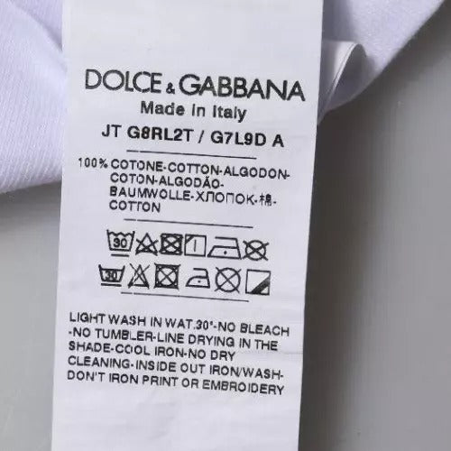 Dolce &amp; Gabbana – Weißes Baumwoll-T-Shirt mit Rundhalsausschnitt und Logo-Print