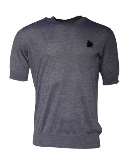 Dolce & Gabbana Gray Cashmere Crew Neck Short Sleeve T-shirt