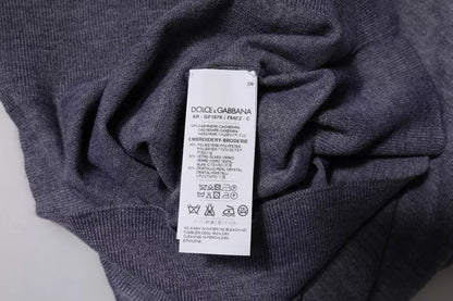 Dolce &amp; Gabbana Graues T-Shirt mit Rundhalsausschnitt und kurzen Ärmeln aus Kaschmir