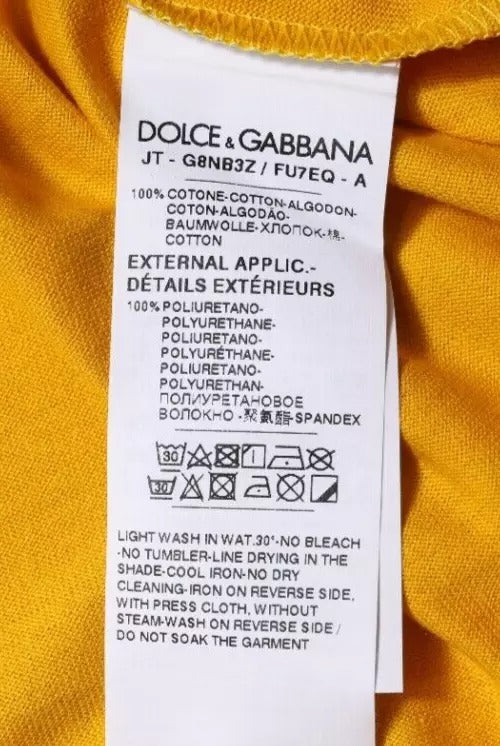 Dolce &amp; Gabbana – Dunkelgelbes T-Shirt mit Rundhalsausschnitt und kurzen Ärmeln und Logo