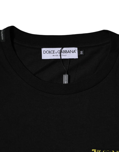 Dolce &amp; Gabbana – Schwarzes, kurzärmliges Baumwoll-T-Shirt mit Logo-Print