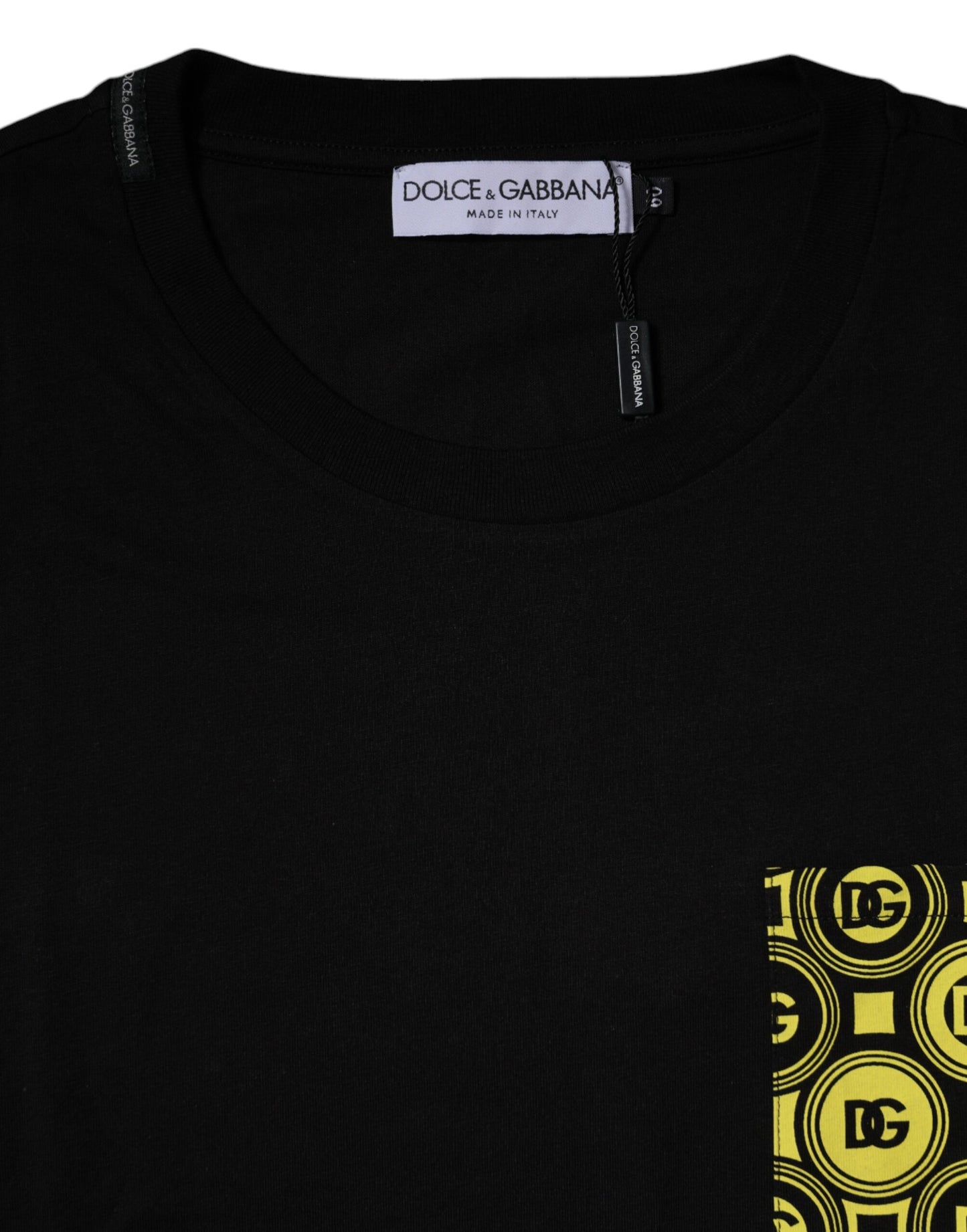 Dolce &amp; Gabbana – Schwarzes, kurzärmliges Baumwoll-T-Shirt mit Logo-Print