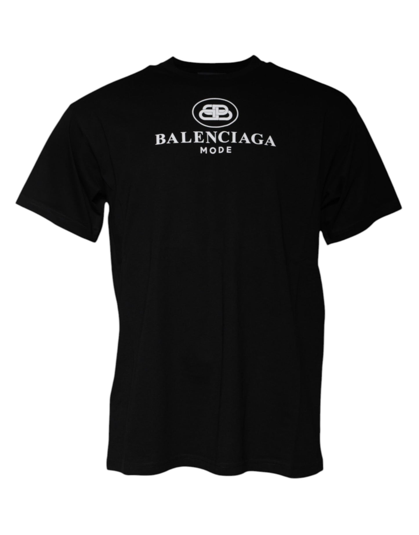 Balenciaga – Schwarzes T-Shirt aus Baumwolle mit Rundhalsausschnitt und kurzen Ärmeln und Logo-Print