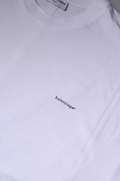 Balenciaga – Weißes, kurzärmliges T-Shirt aus Baumwolle mit Rundhalsausschnitt und Logo