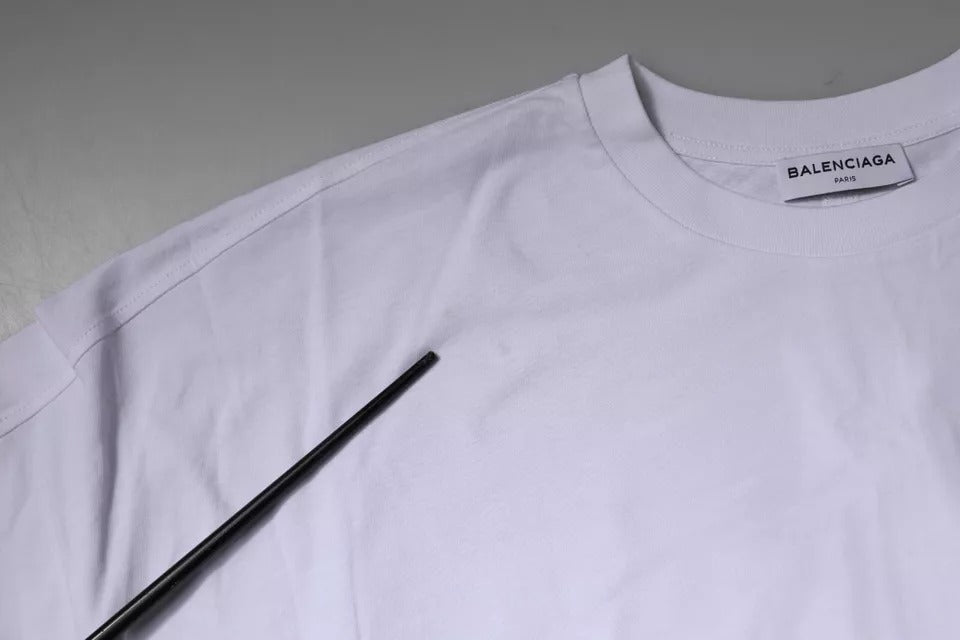 Balenciaga – Weißes, kurzärmliges T-Shirt aus Baumwolle mit Rundhalsausschnitt und Logo