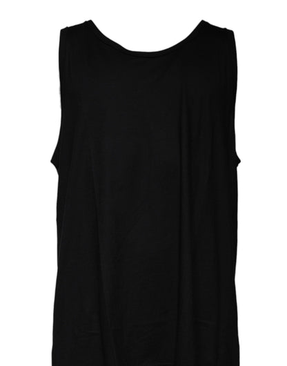 Dolce & Gabbana Black Cotton Sleeveless Round Neck Tank T-shirt