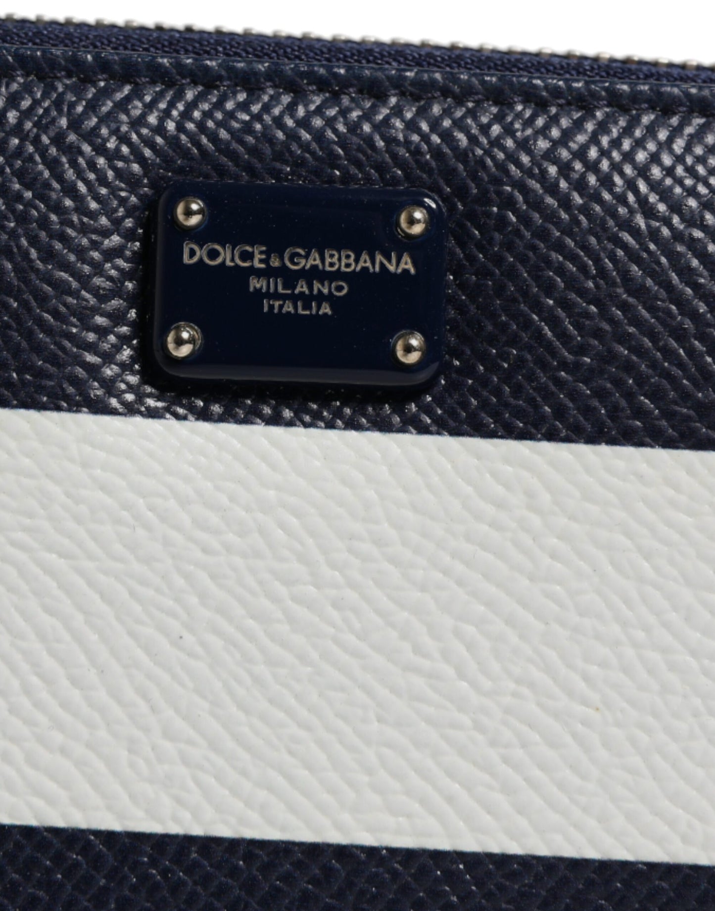 Dolce &amp; Gabbana – Kontinentale Geldbörse aus Leder mit Rundum-Reißverschluss in Weiß und Blau