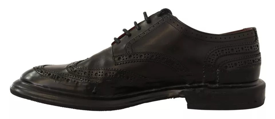 Dolce &amp; Gabbana – Schwarze Derby-Schnürschuhe aus perforiertem Leder