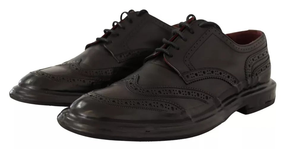 Dolce &amp; Gabbana – Schwarze Derby-Schnürschuhe aus perforiertem Leder