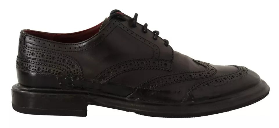 Dolce &amp; Gabbana – Schwarze Derby-Schnürschuhe aus perforiertem Leder