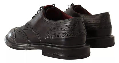 Dolce &amp; Gabbana – Schwarze Derby-Schnürschuhe aus perforiertem Leder