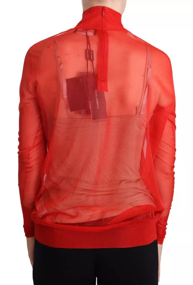 Dolce &amp; Gabbana Orange halbtransparenter Blusenpullover