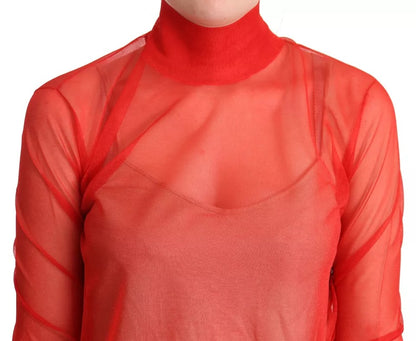 Dolce &amp; Gabbana Orange halbtransparenter Blusenpullover