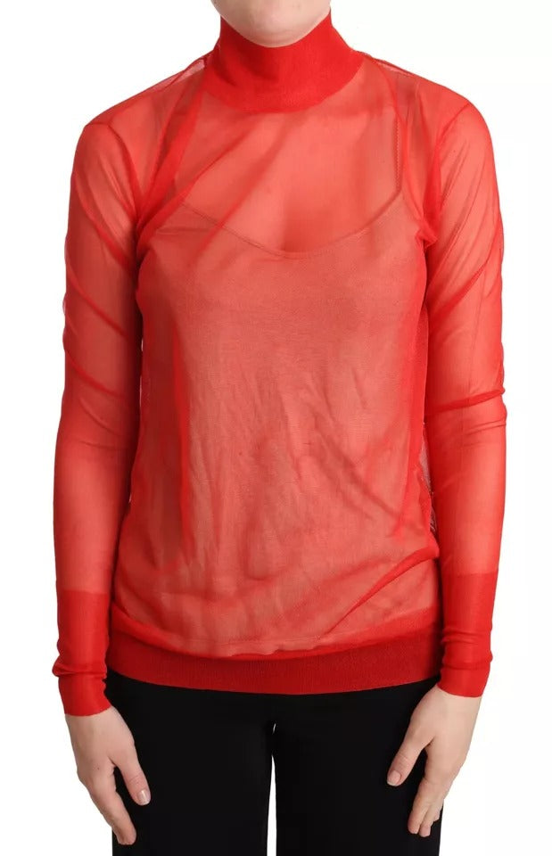 Dolce &amp; Gabbana Orange halbtransparenter Blusenpullover