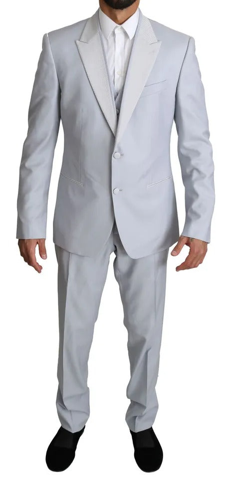 Dolce & Gabbana Light Blue Wool 3 Piece SICILIA Suit