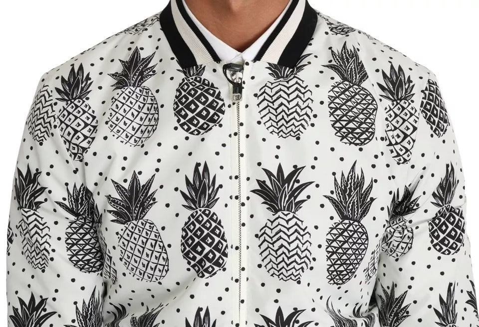 Dolce &amp; Gabbana – Bombermantel mit Ananas-Print, weiß/schwarz