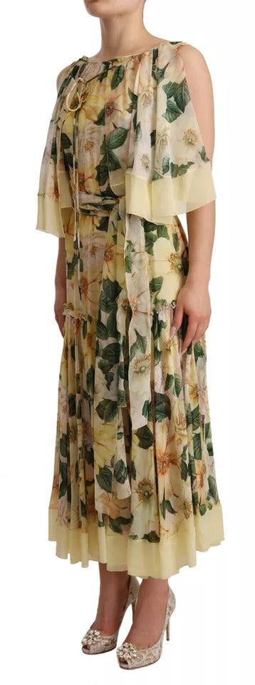 Dolce & Gabbana Multicolor Silk Floral Print Long Maxi Dress