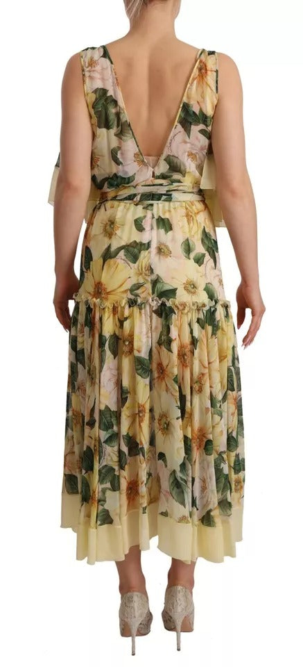 Dolce & Gabbana Multicolor Silk Floral Print Long Maxi Dress