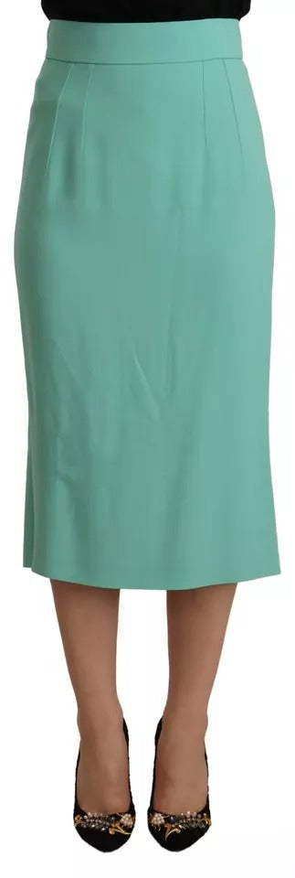 Dolce & Gabbana Mint Green Viscose Pencil Cut Midi Skirt