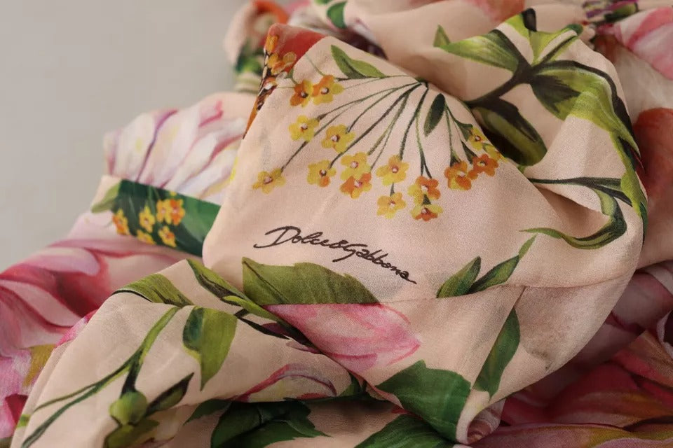 Dolce &amp; Gabbana – Langes Etuikleid in A-Linie mit Blumenmuster und Schleife in Rosa