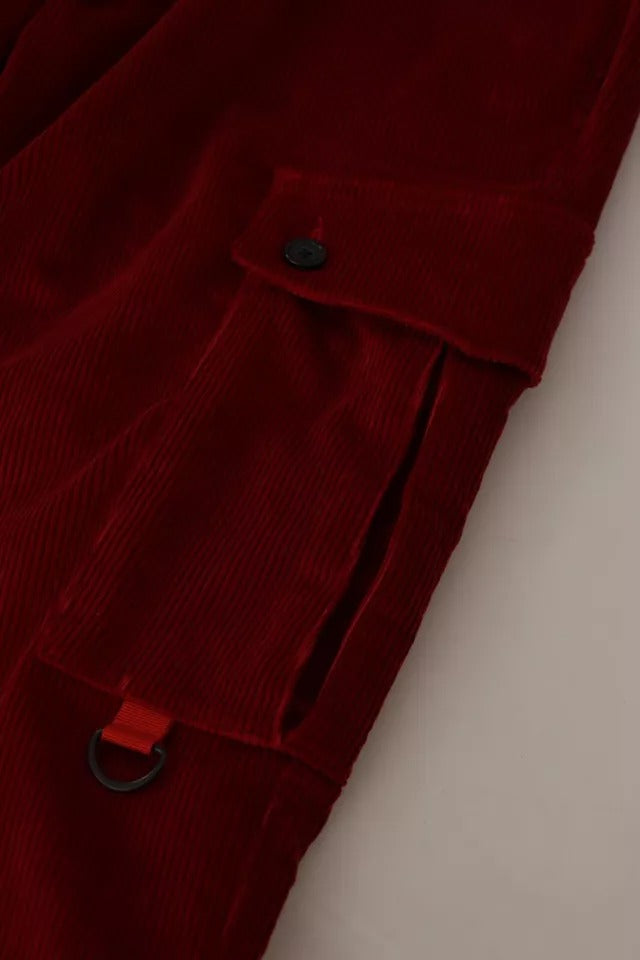 Dolce & Gabbana Red Corduroy Cotton Cargo Skinny Pants