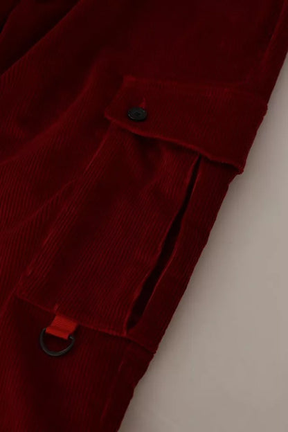 Dolce & Gabbana Red Corduroy Cotton Cargo Skinny Pants