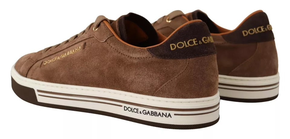 Dolce &amp; Gabbana – Niedrige Sneakers aus Wildleder in Braun mit Logo Herren Schuhe