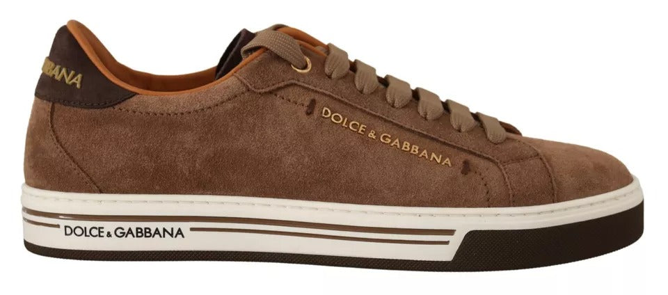 Dolce &amp; Gabbana – Niedrige Sneakers aus Wildleder in Braun mit Logo Herren Schuhe