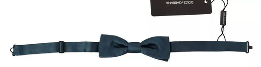 Dolce & Gabbana Blue 100% Silk Adjustable Neck Bow Tie Mens