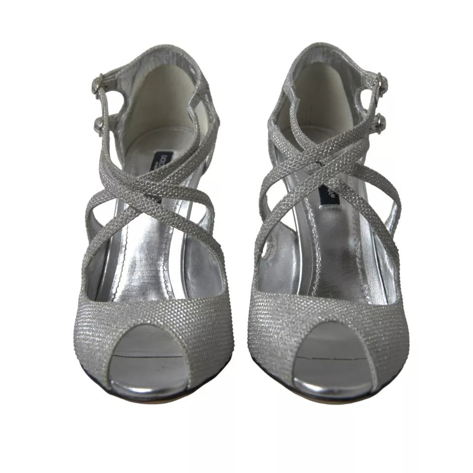 Dolce & Gabbana Silver Shimmers Sandals Heel Pumps Shoes