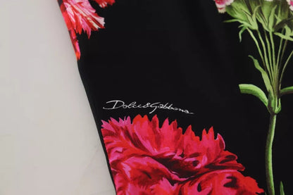 Dolce &amp; Gabbana – Schwarze, ärmellose Tanktop-Seidenbluse mit Blumenmuster