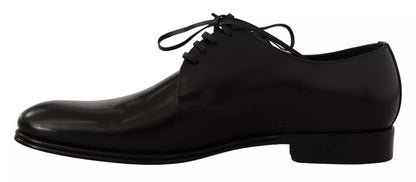 Dolce & Gabbana Black Leather Lace Up Mens Formal Derby Shoes