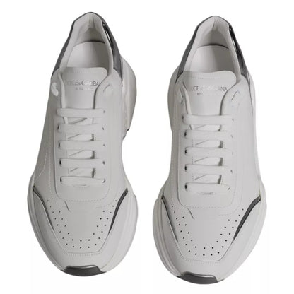 Dolce &amp; Gabbana Weiße, silberne DAYMASTER-Sneakers aus Leder Herrenschuhe