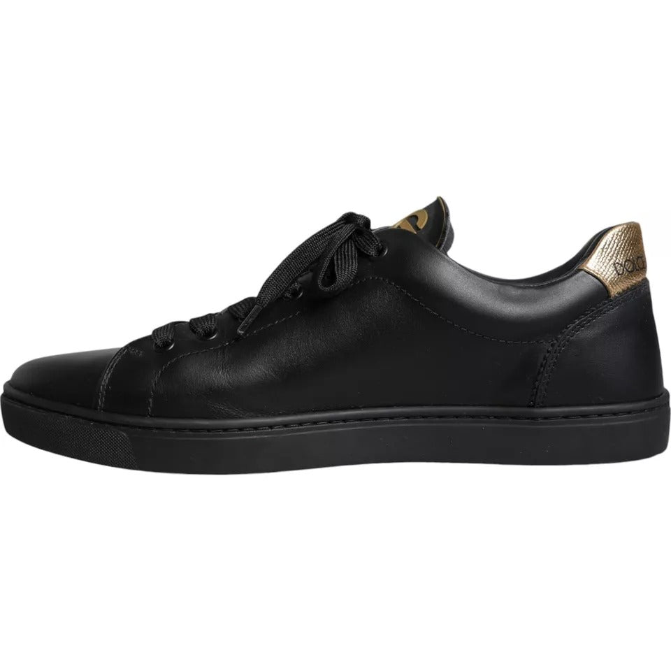 Dolce &amp; Gabbana – Niedrige Sneaker aus Leder mit Herzmuster, Schwarz