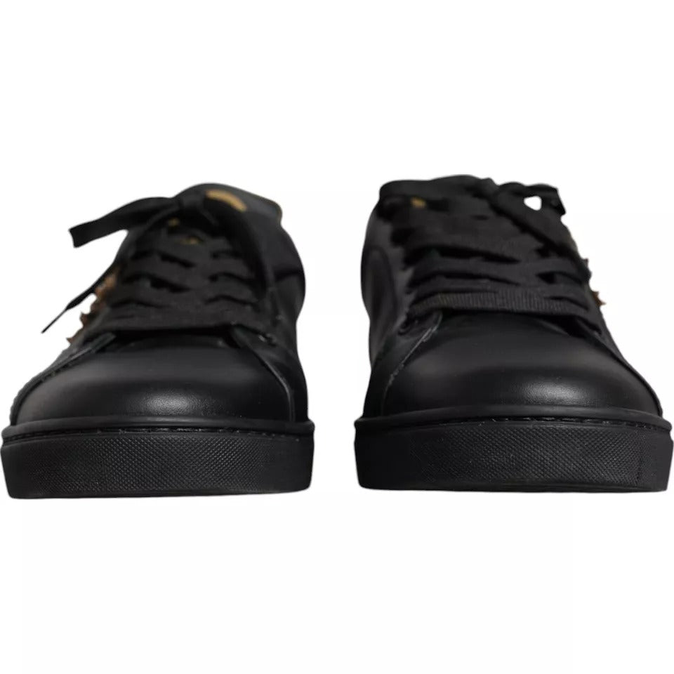 Dolce &amp; Gabbana – Niedrige Sneaker aus Leder mit Herzmuster, Schwarz