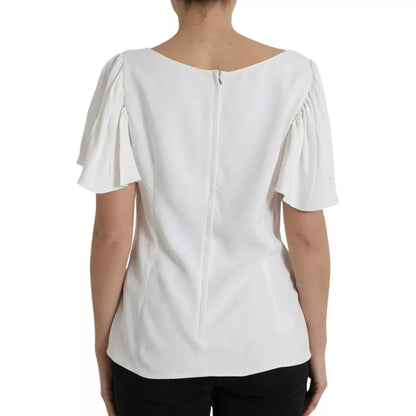 Dolce & Gabbana White Viscose Round Neck Short Sleeves Top