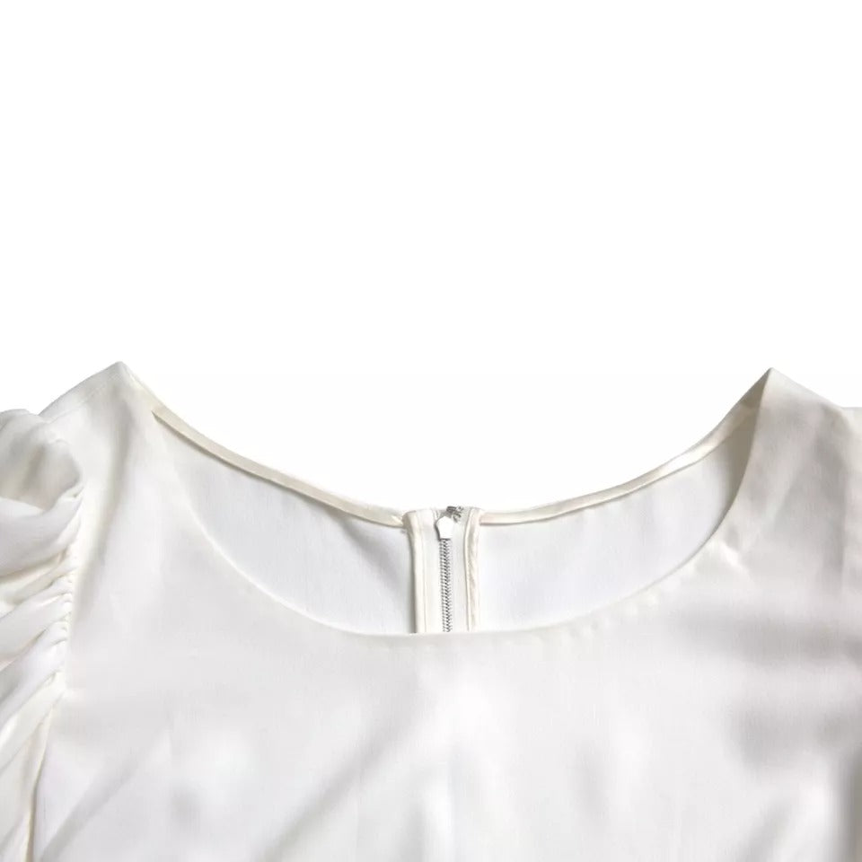 Dolce & Gabbana White Viscose Round Neck Short Sleeves Top