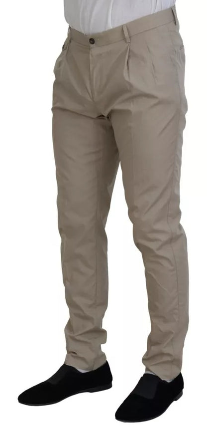 Dolce & Gabbana Beige Cotton Chino Men Formal Pants