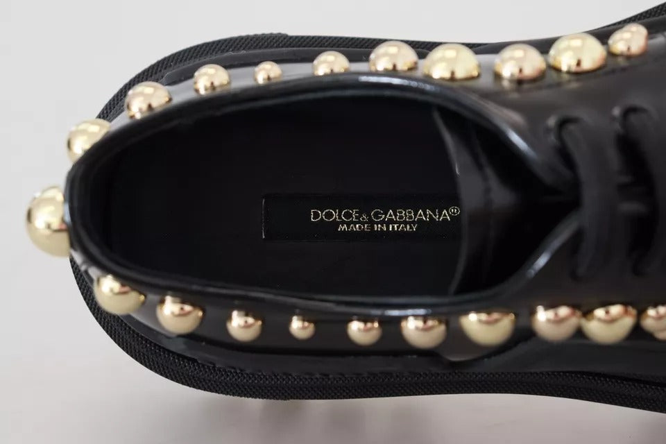 Dolce &amp; Gabbana – Trekking-Derby-Schuhe aus schwarzem Leder mit Verzierung