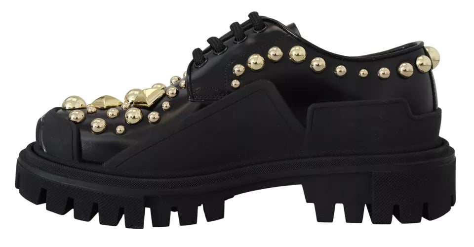 Dolce &amp; Gabbana – Trekking-Derby-Schuhe aus schwarzem Leder mit Verzierung