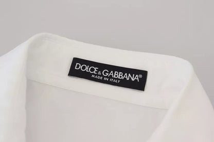 Dolce &amp; Gabbana – Weißes, kurzärmliges Baumwollhemd mit Knopfleiste vorne