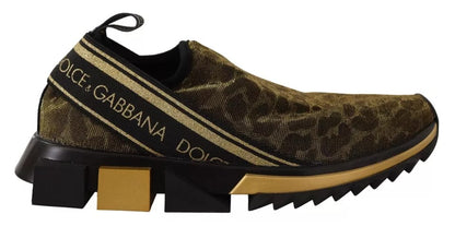 Dolce &amp; Gabbana – Sorrento – Sneaker mit Glitzer und Leopardenmuster in Gold