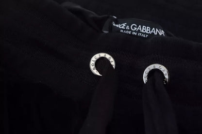 Dolce &amp; Gabbana – Enge Jogginghose aus schwarzer Baumwolle