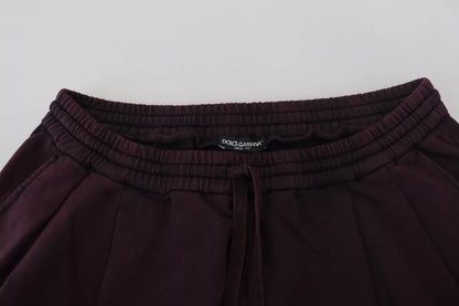 Dolce &amp; Gabbana Bordeaux Baumwoll Cargo Jogger Jogginghose