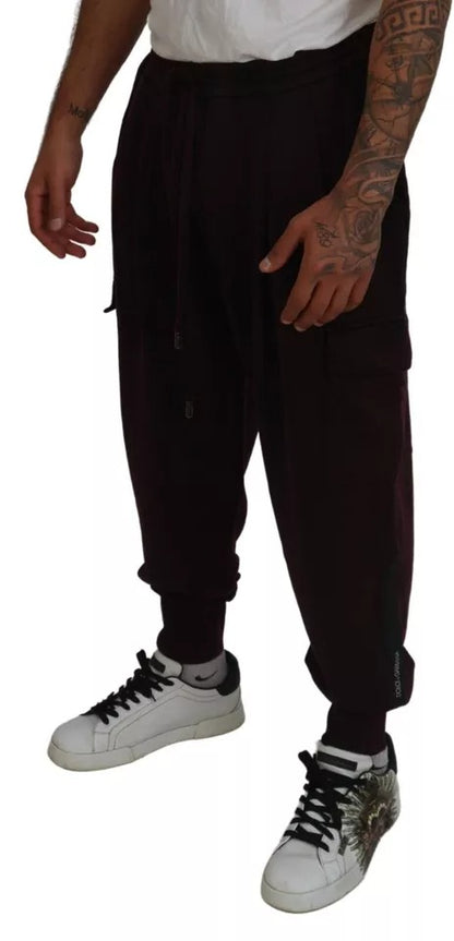 Dolce & Gabbana Bordeaux Cotton Cargo Jogger Sweatpants Pants