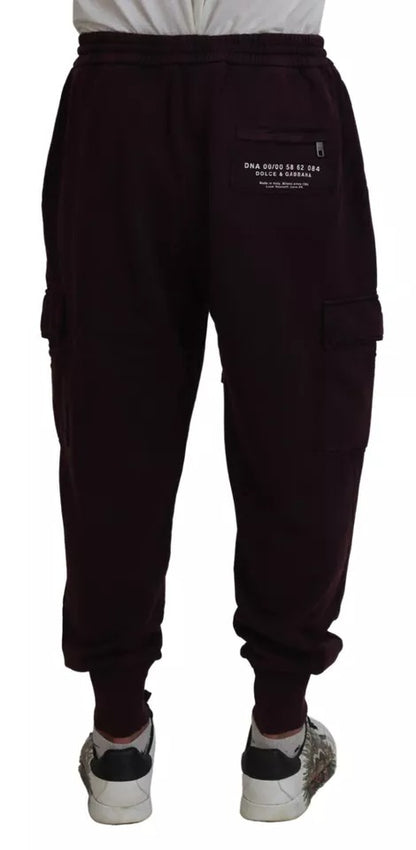 Dolce &amp; Gabbana Bordeaux Baumwoll Cargo Jogger Jogginghose