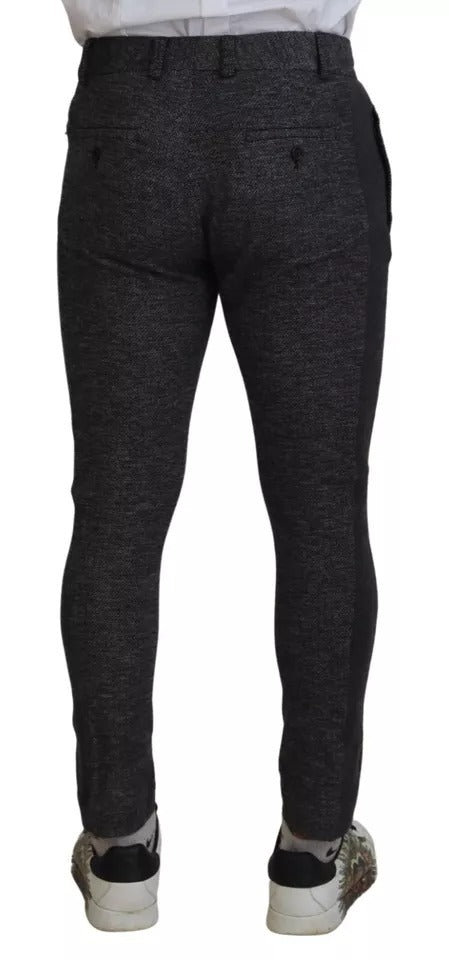 Dolce & Gabbana Gray Chevron Viscose Skinny Pants