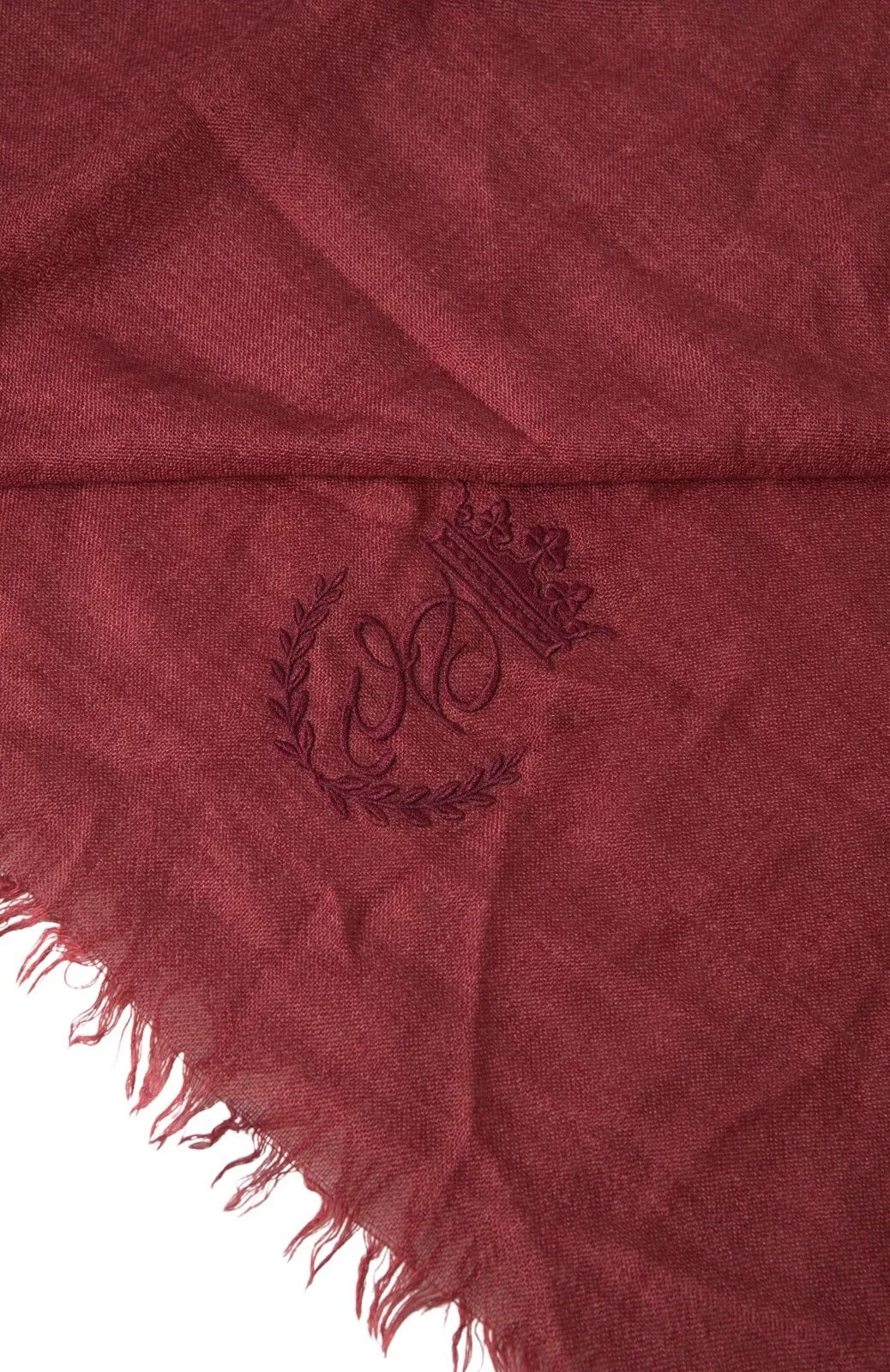 Dolce & Gabbana Maroon Cashmere Knit Wrap Shawl Fringe Scarf